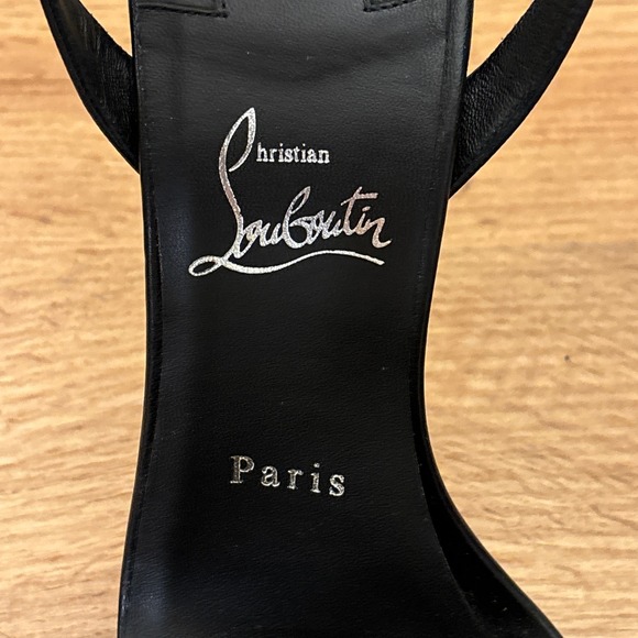 LOUBOUTIN Authentic Miss Z Sandal Queen Strappy Heels Size 39 Black Leather - Picture 7 of 15